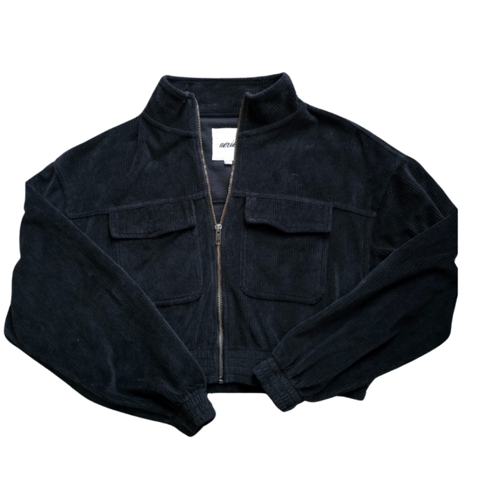 Aerie Black Utility Jacket with Cropped Design